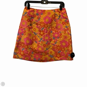 Bold Cut Embroidered Detail Skirt Designer By Hutch In Orange & Pink, Size: S