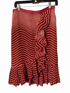 Hidden Zipper Skirt Designer By Tory Burch In Striped Pattern, Size: 6