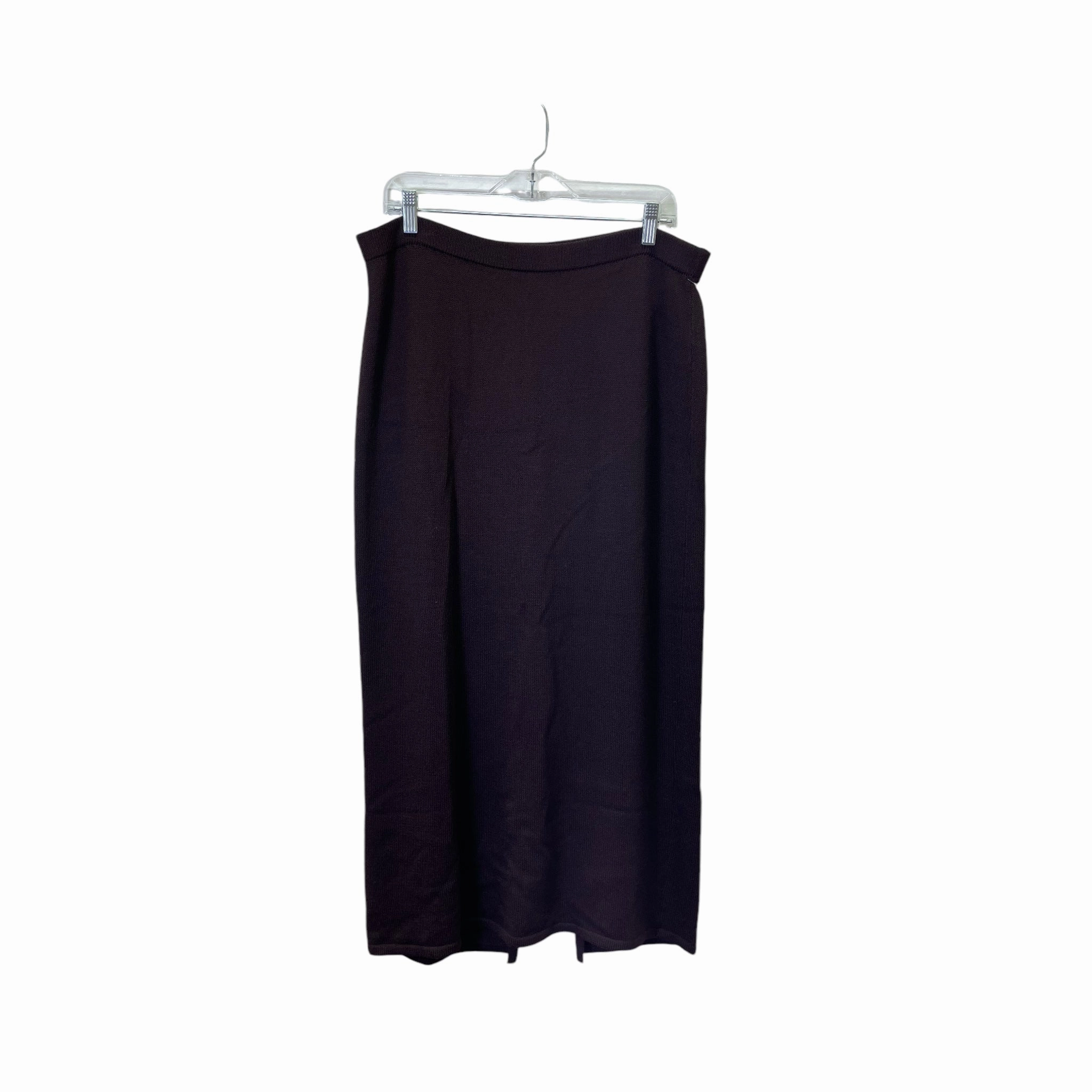 Skirt Luxury Designer By St John Collection In Brown, Size:12 Ankle length Fringe Detail