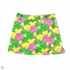 Seamless construction A line Skort Designer By Lilly Pulitzer In Green & Pink, Size: 10