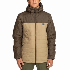 Billabong Mens Surf Checker Padded Full Zip Jacket - Dark Brown Mid Season Wear EasyClean Coating