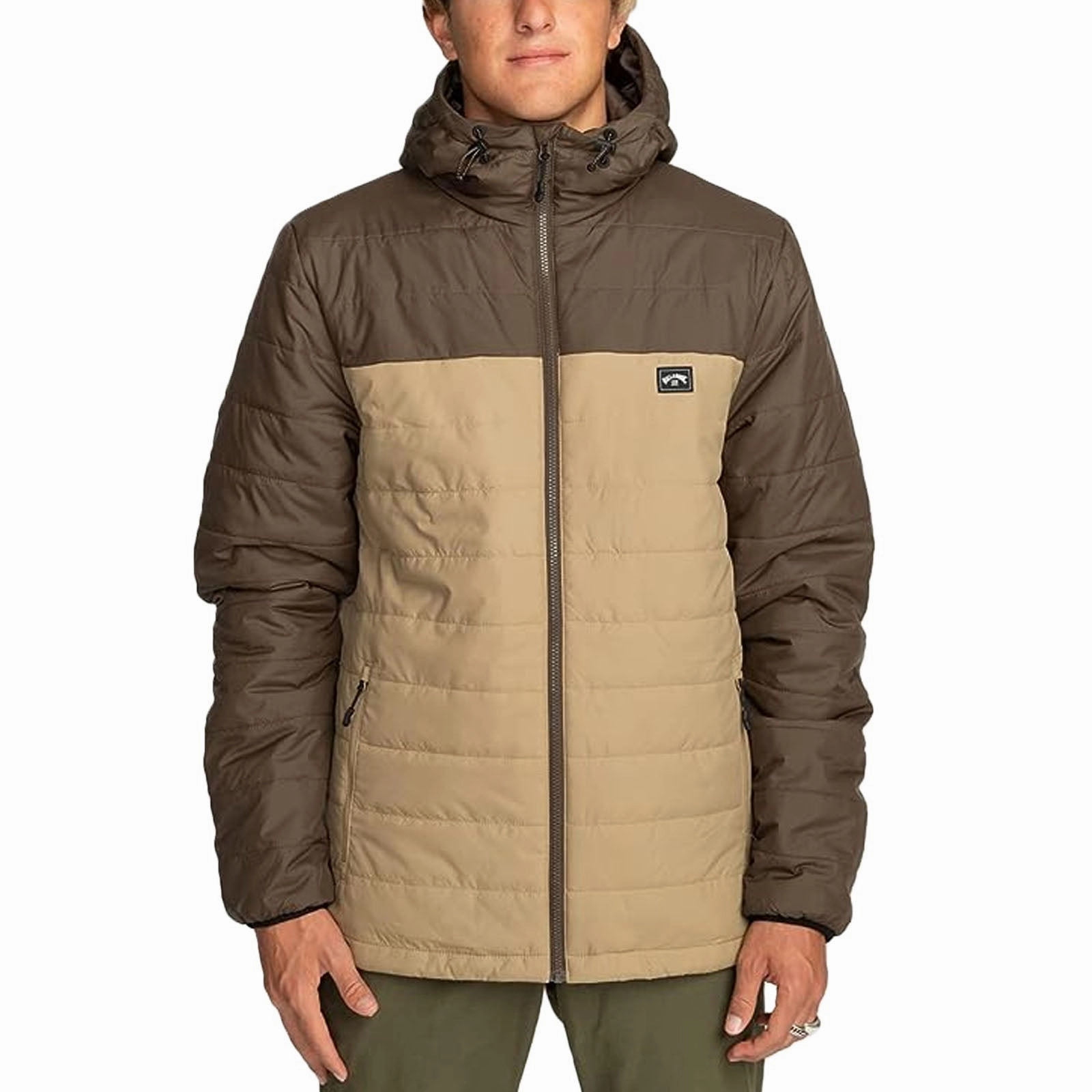 Billabong Mens Surf Checker Padded Full Zip Jacket - Dark Brown ErgonomicCut