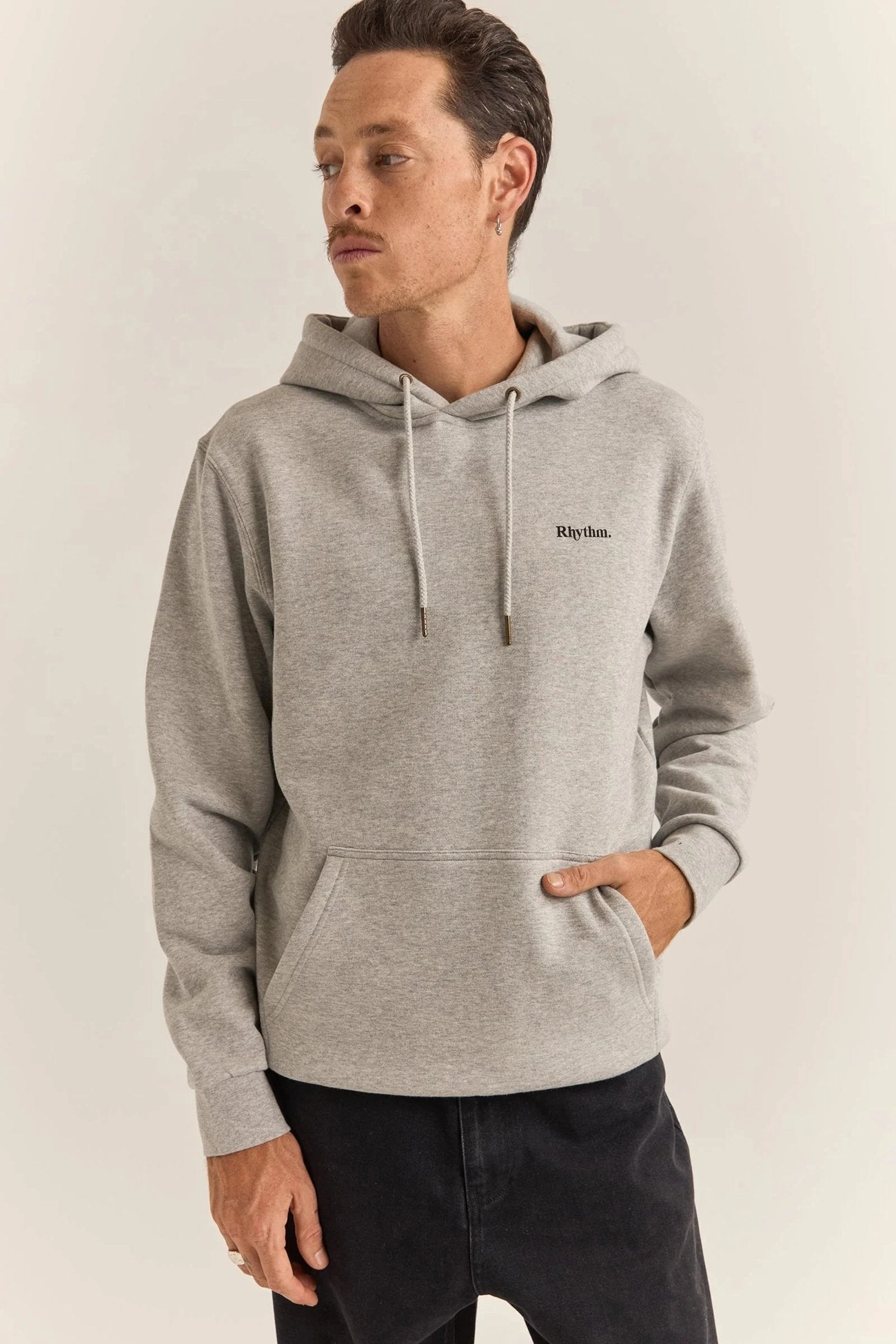 Brand Fleece Hood Grey Heather WindResistant Coating