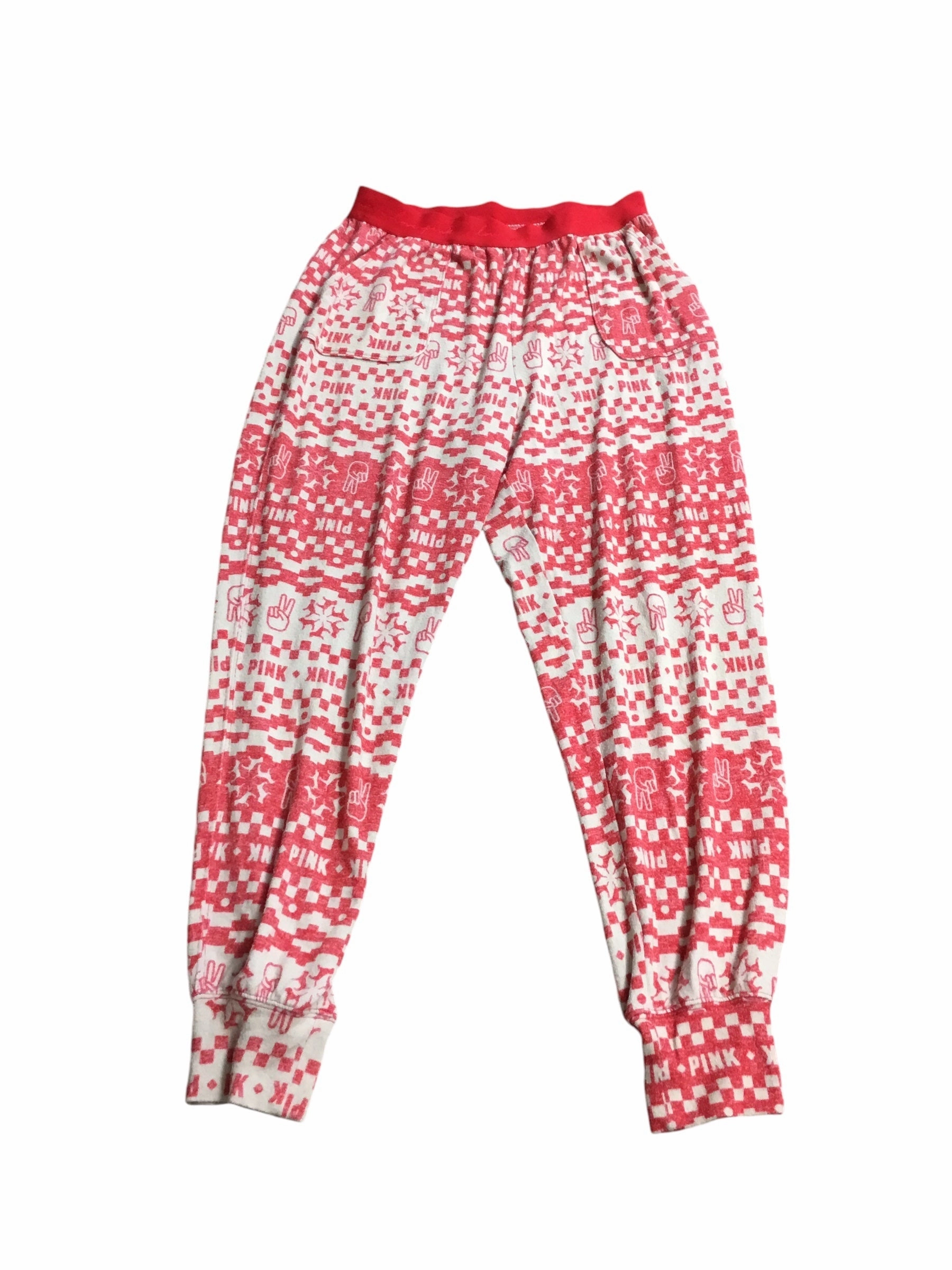 Sporty Fit Wear Stylish Stretch Pants Leggings By Pink In Red & Tan, Size: M