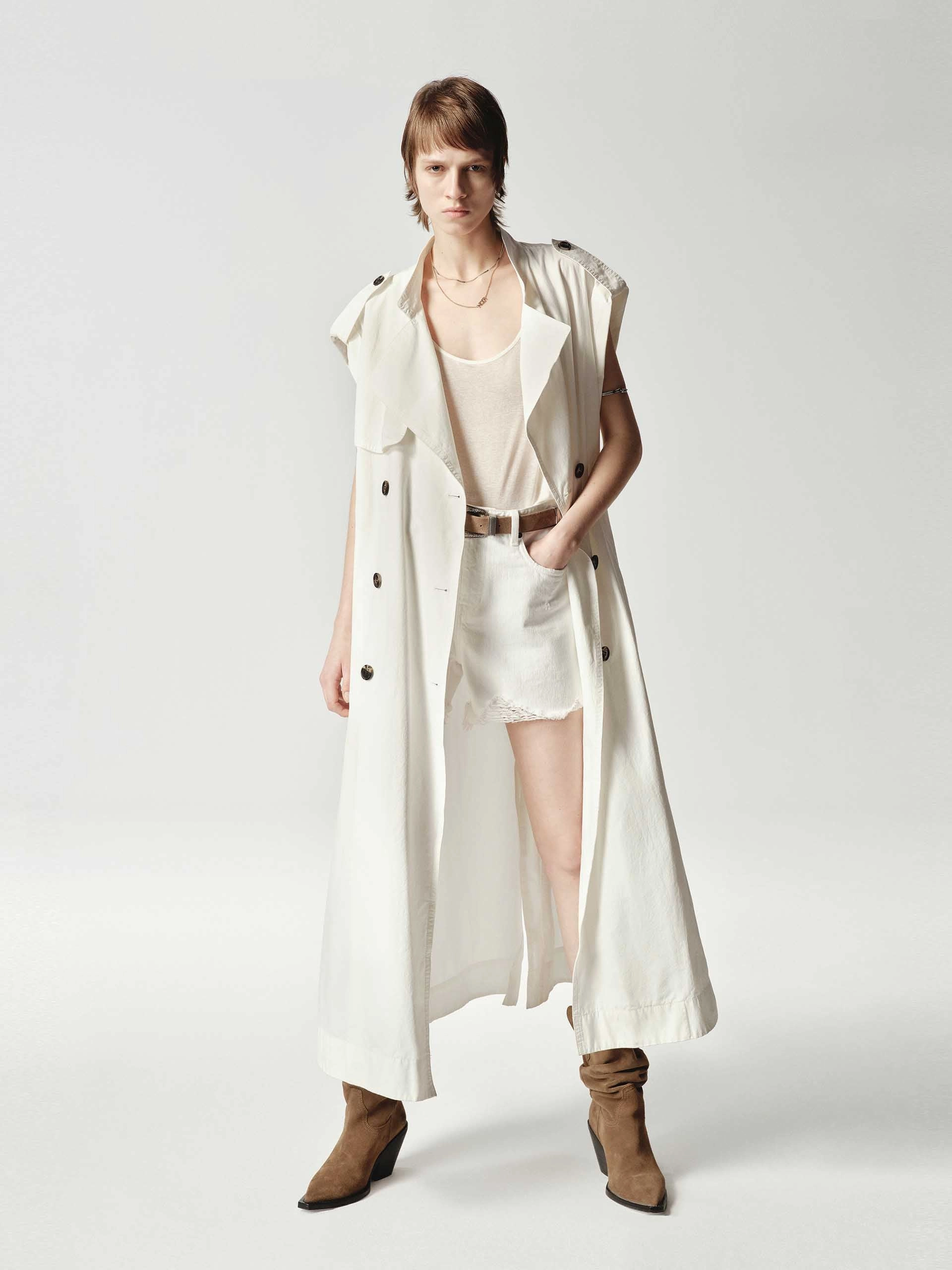 Compression Resistant Insulation Sleeveless Back Slit Trench Coat