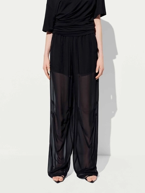 Stretch Panel Slik Blend Straight Trousers