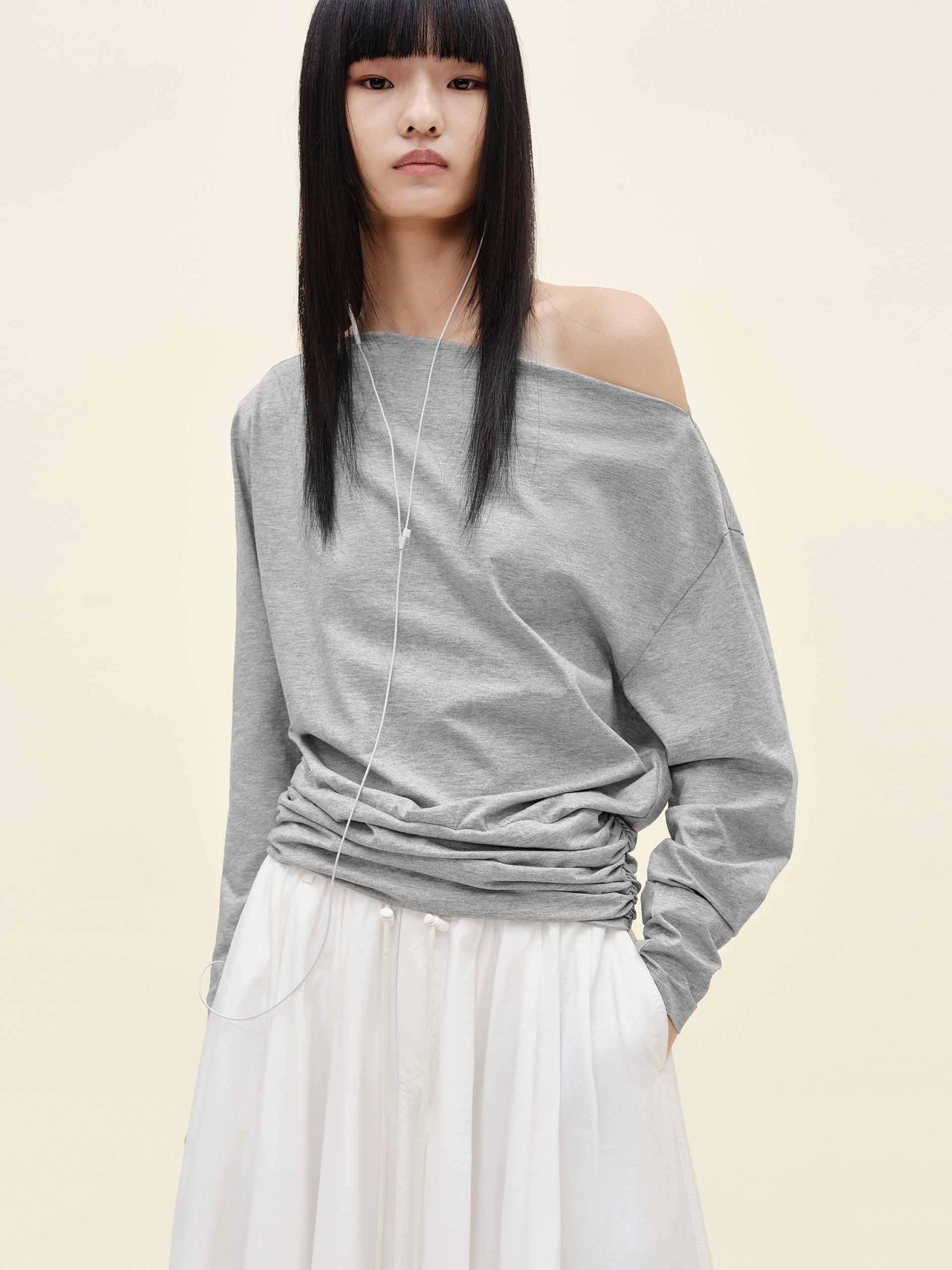 Off Shoulder Pleated T-shirt Fit for Everyone