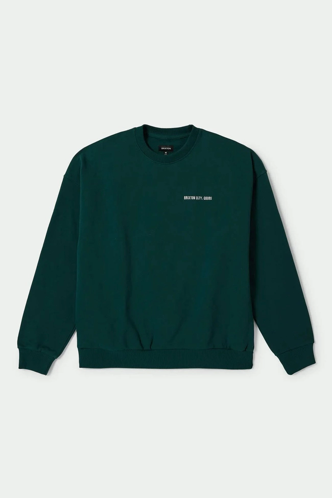Sleek Layer Look Embroidered Heavy Weight Crew Deep Emerald