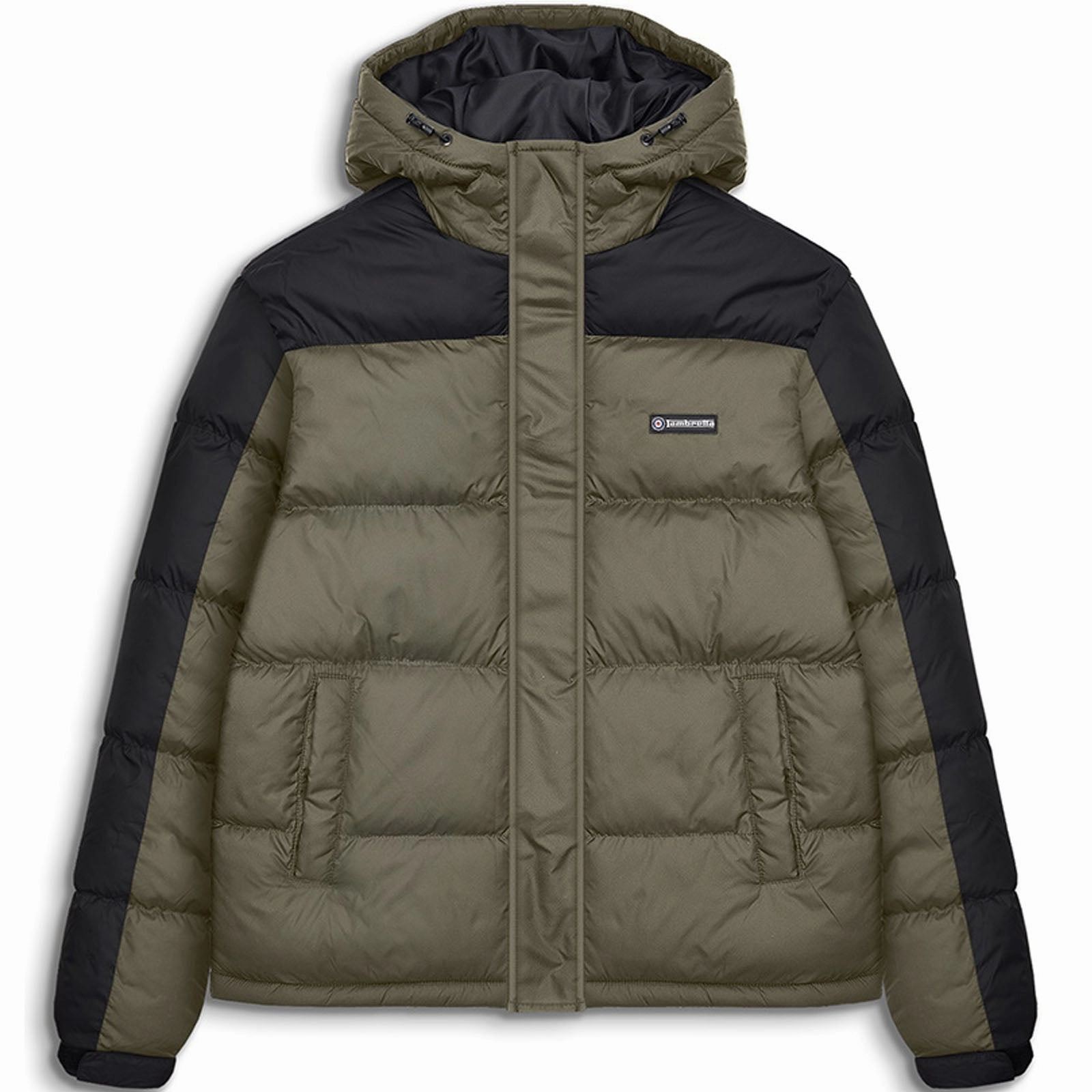 Lambretta Mens Hooded Puffer Padded Raglan Jacket Bonded Seam Construction Anti Pill Technology
