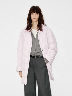 Lapel Collar Midi Puffer Coat Eco Conscious Dye Process