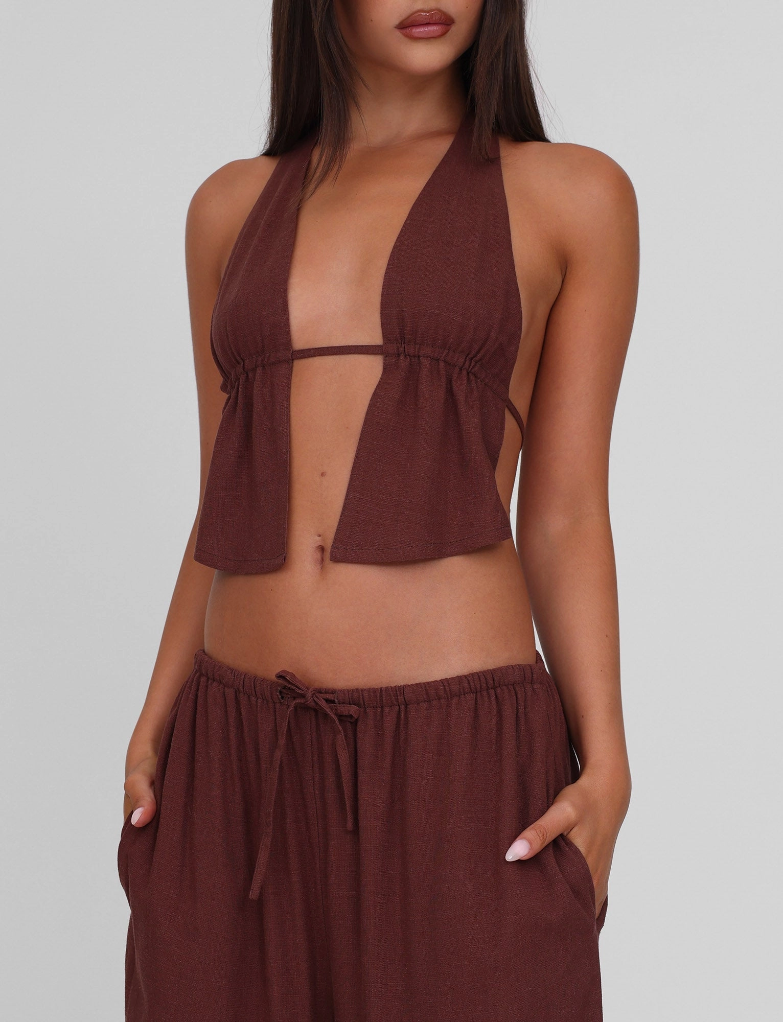 LAINEY TOP - CHOCOLATE Work or Casual Eye Catching