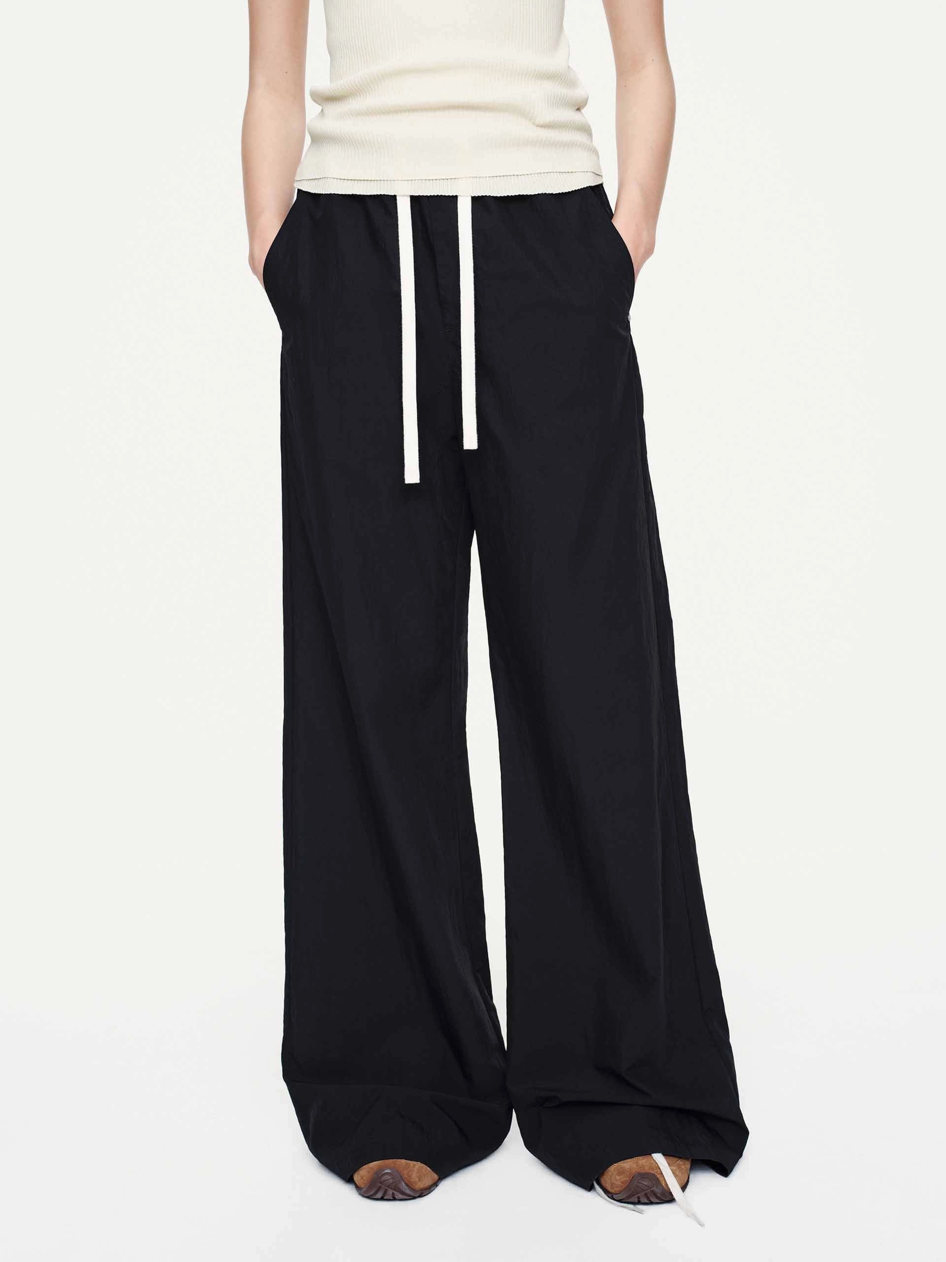 Flared bottom Slim Profile Drawstring High Waist Trousers