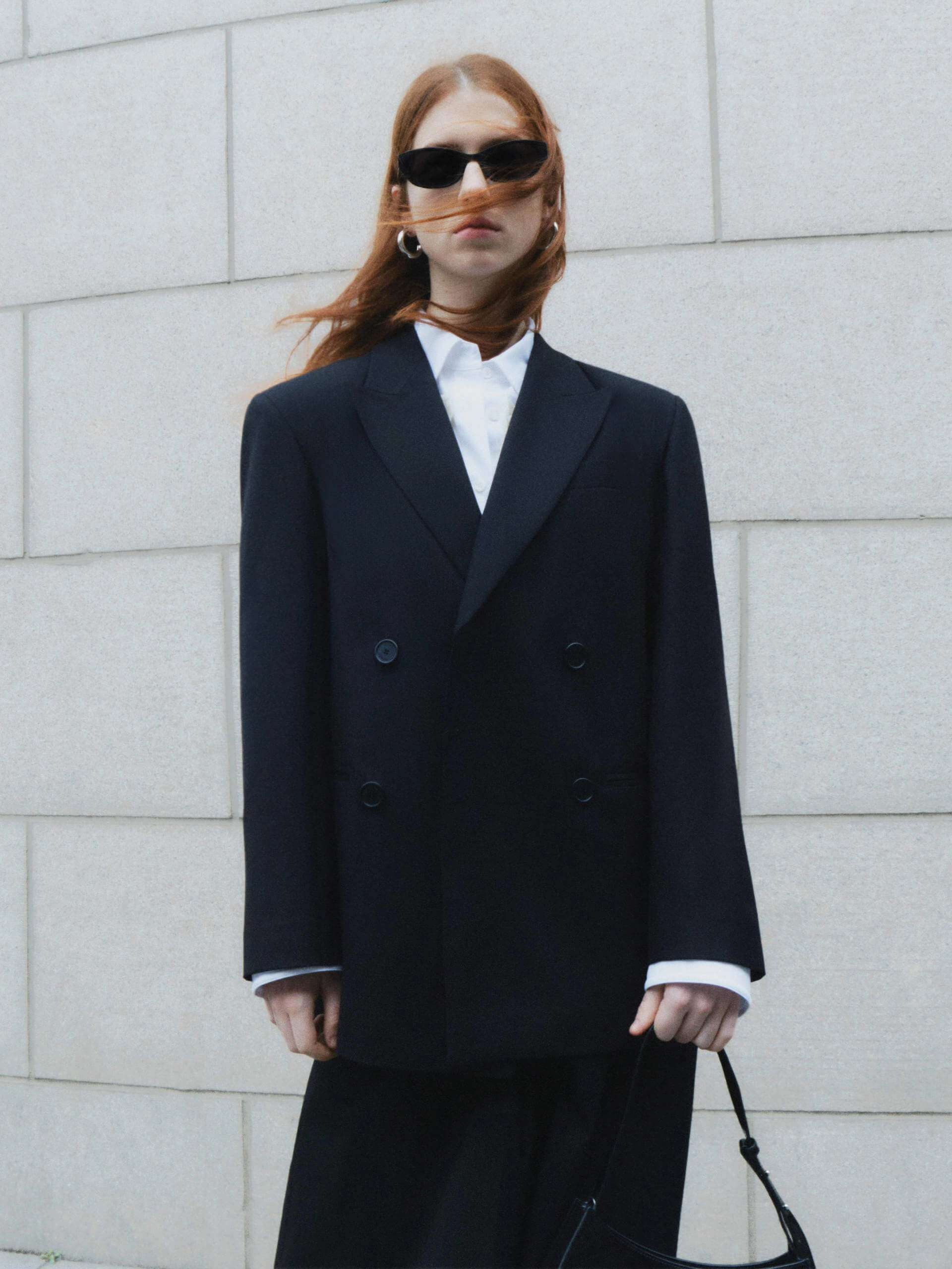 Snap Button Back Cutout Tie Blazer