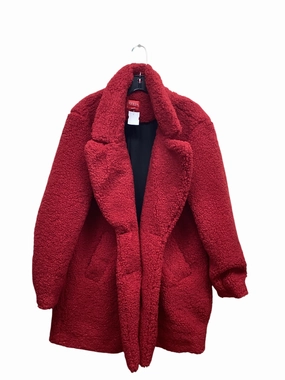 Coat Faux Fur & Sherpa By Guess In Red, Size: L Fleece Lined