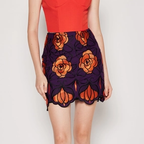 Soft Draping Embroidery Lace Skirt Denim style Tiered Design