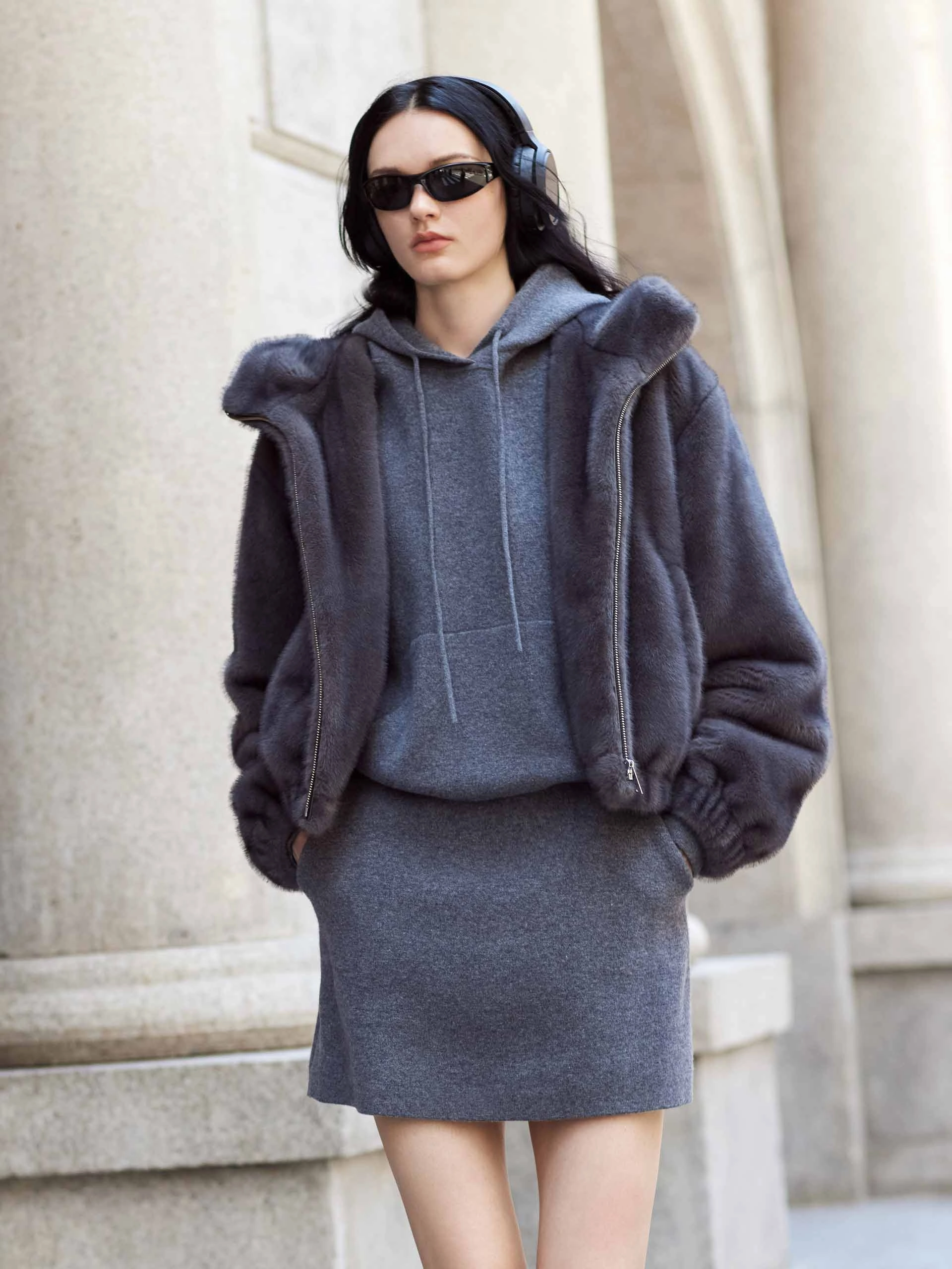 Soft Hood Fuzzy Coat BreathableLining Dynamic Compression Fit