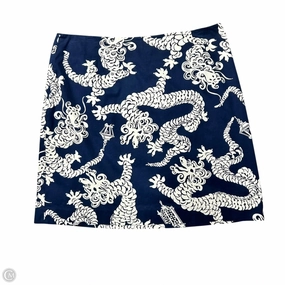 Adjustable Hem Skirt Designer By Lilly Pulitzer In Blue & White, Size: 14