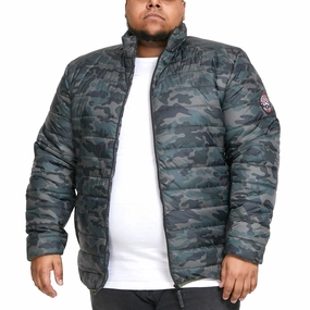 Durable Water Repellent Regular Fit Cut D555 Mens Peter Big & Tall Padded Quilted Printed Puffer Jacket - Black