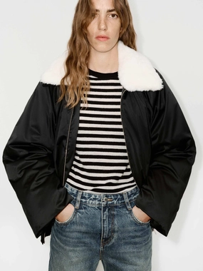 Contrast Collar Quilted Jacket Compact Travel Friendly