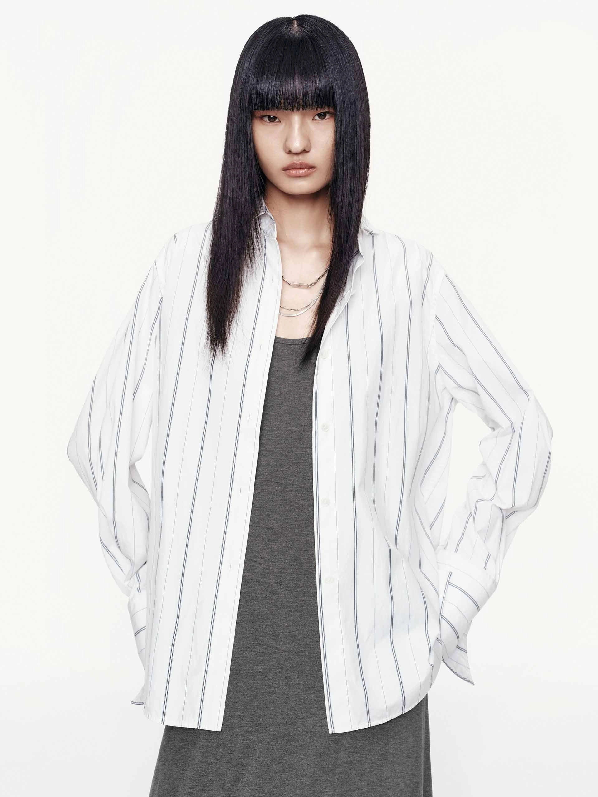 Bamboo Fiber Blend Pinstripe Pure Cotton Shirt