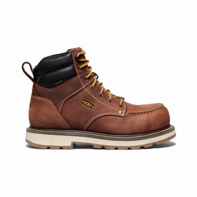 Reinforced Form Weather Resistant User Impact Guard Men's Cincinnati 6" Waterproof 90?? Heel Boot (Carbon Toe)  |  Tuscan Red/Sandshell
