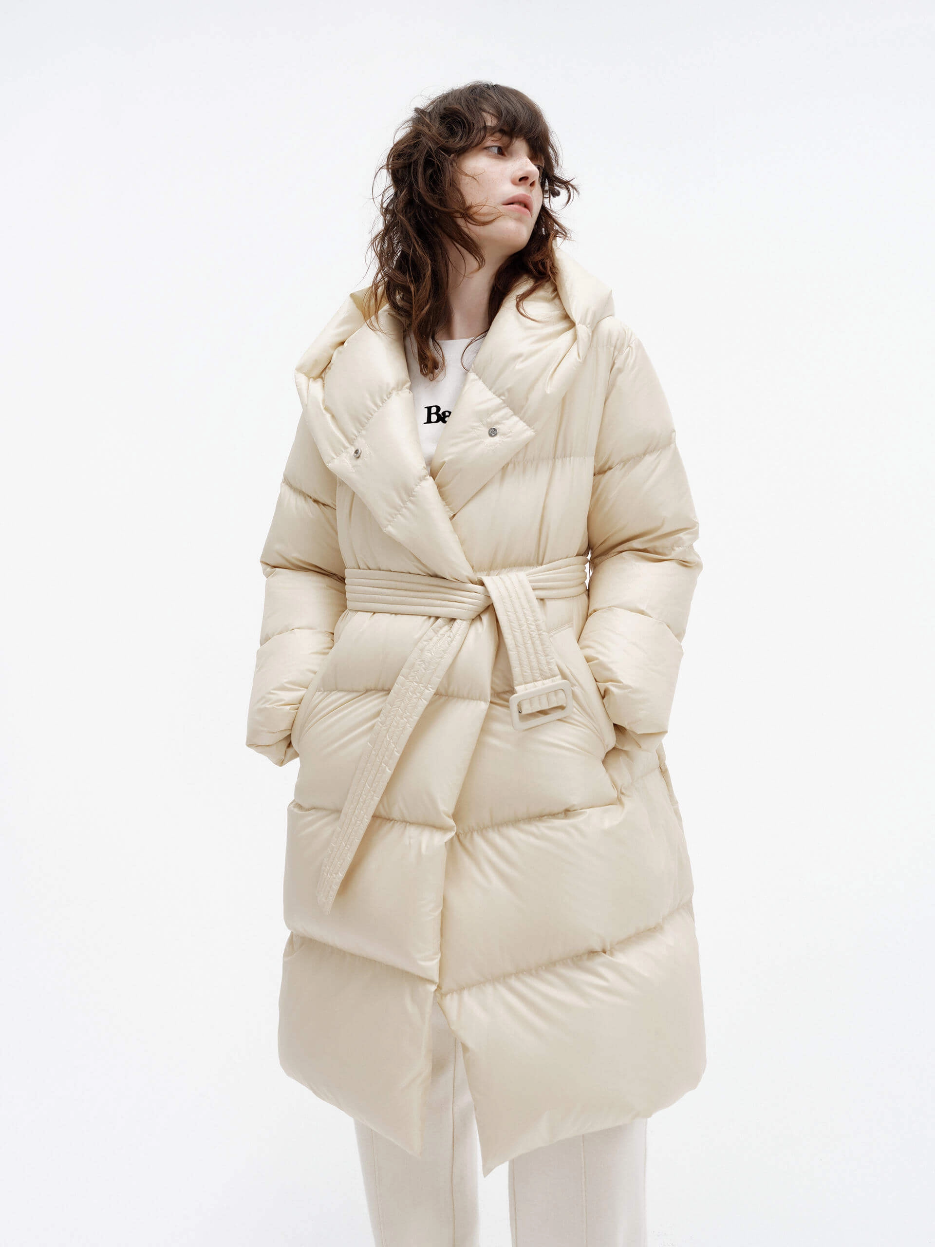Quick Wear Fit Belted Quilted Shell Down Coat