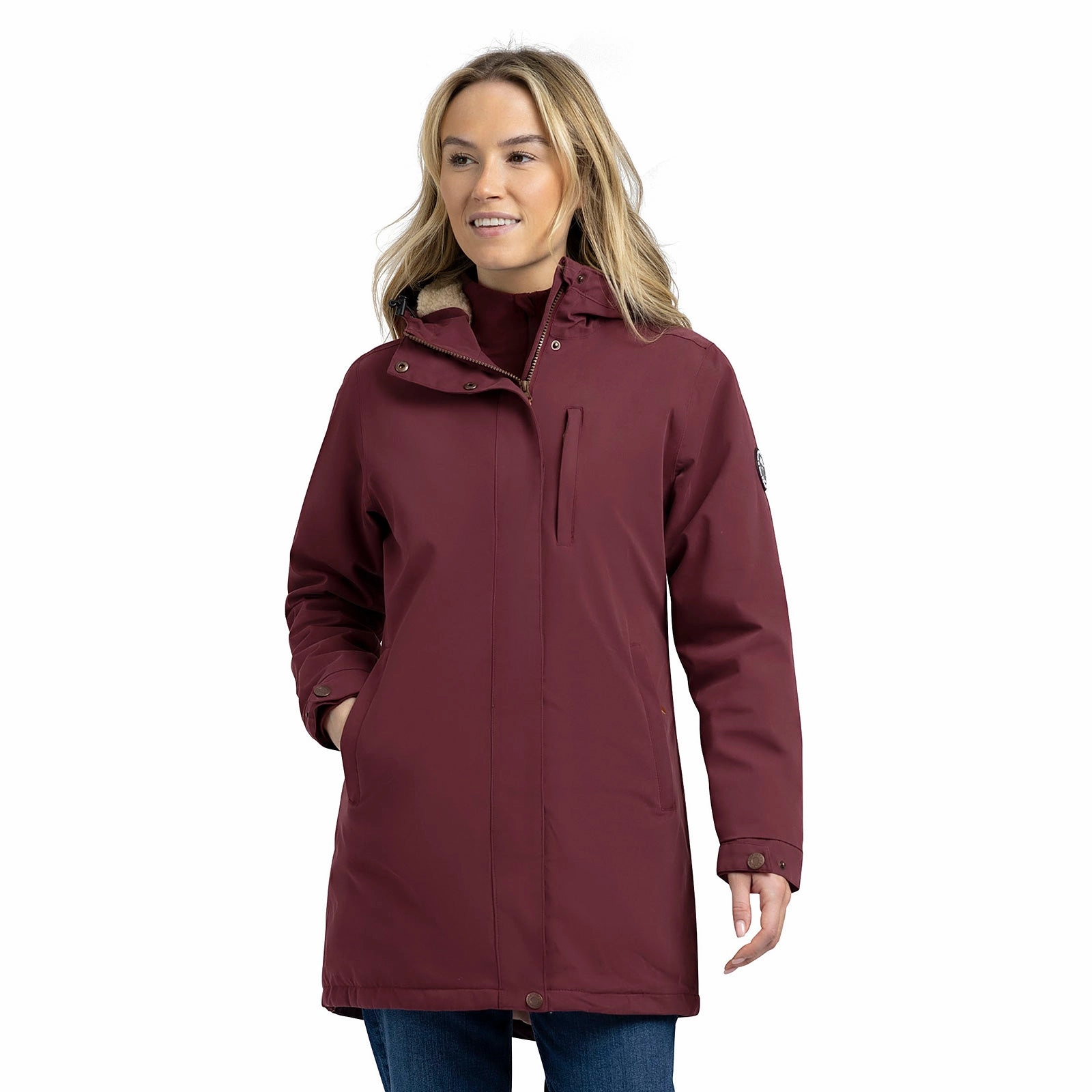 Ultra Flexible AdjustableDrawstring Trespass Womens Risha Fleece Lined Waterproof Jacket