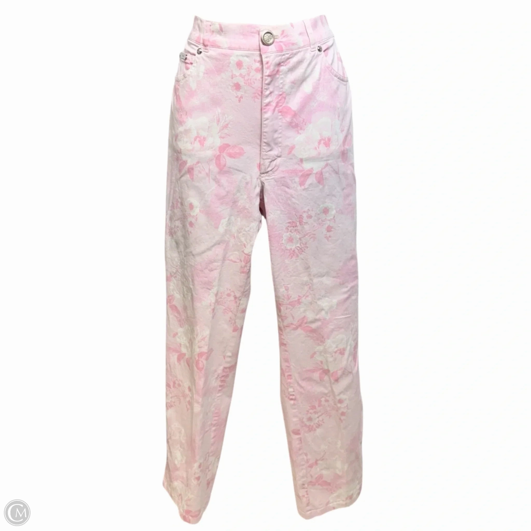 Outdoor Adventure Adult Fashion Straight Leg High Rise Pants In Pink Floral Print Designer By Escada In Pink, Size: 6