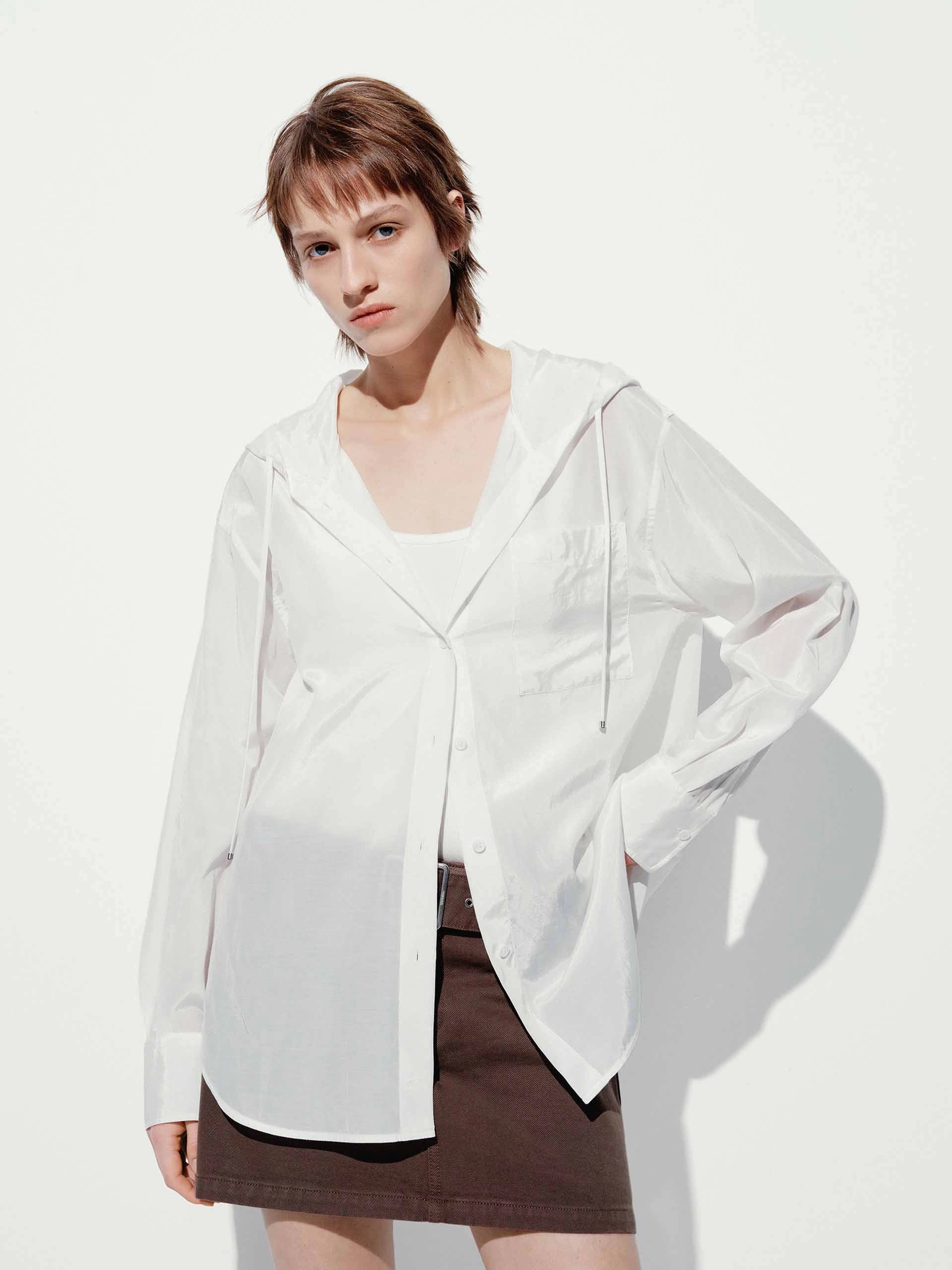 All-Ages Fit Sheer Drawstring Hood Shirt