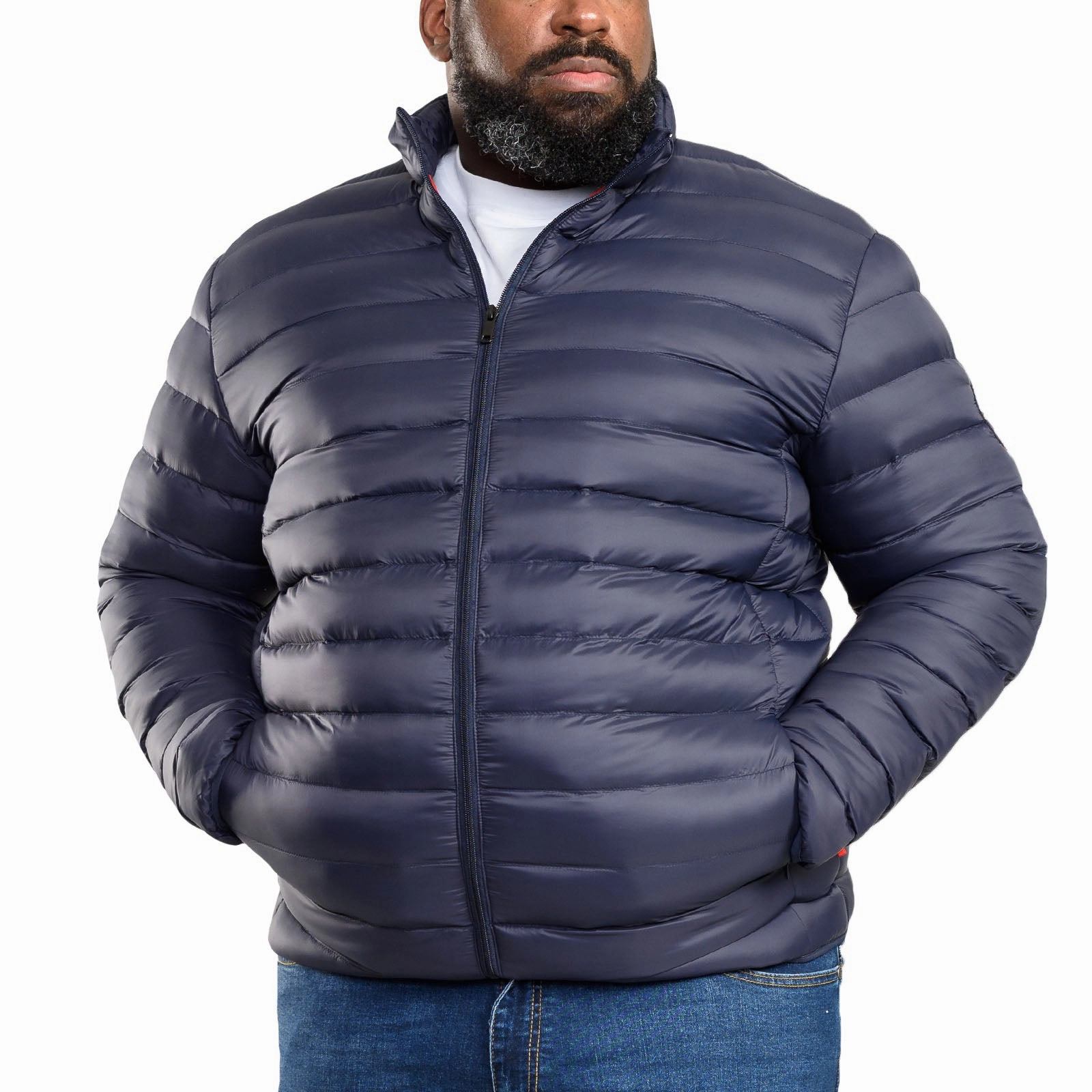 D555 Mens Rowland Big & Tall Puffer Jacket - Navy Durable AbrasionResistant Panels