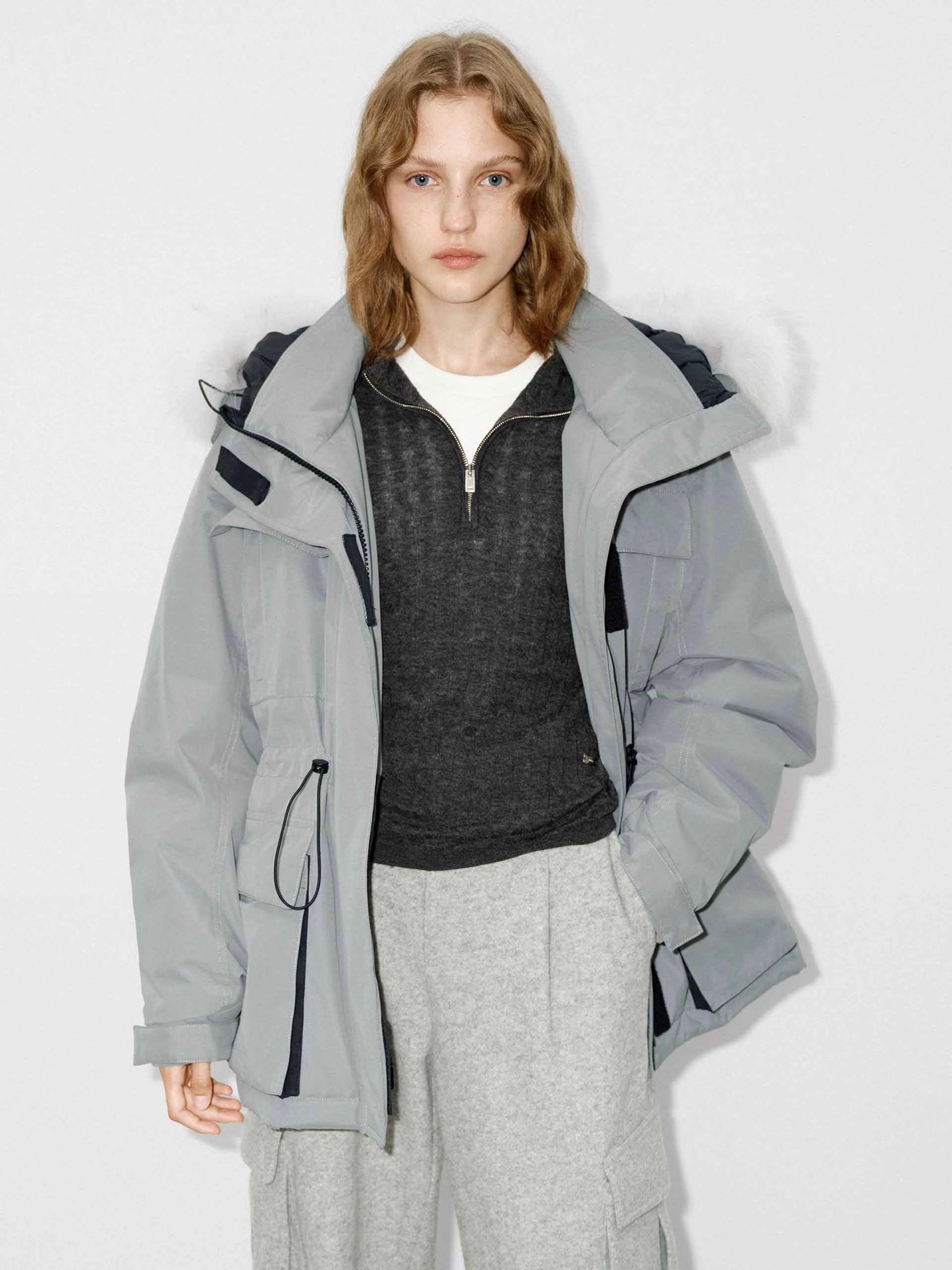 Drawstring Hooded Puffer Jacket Temperature Balancing Layer