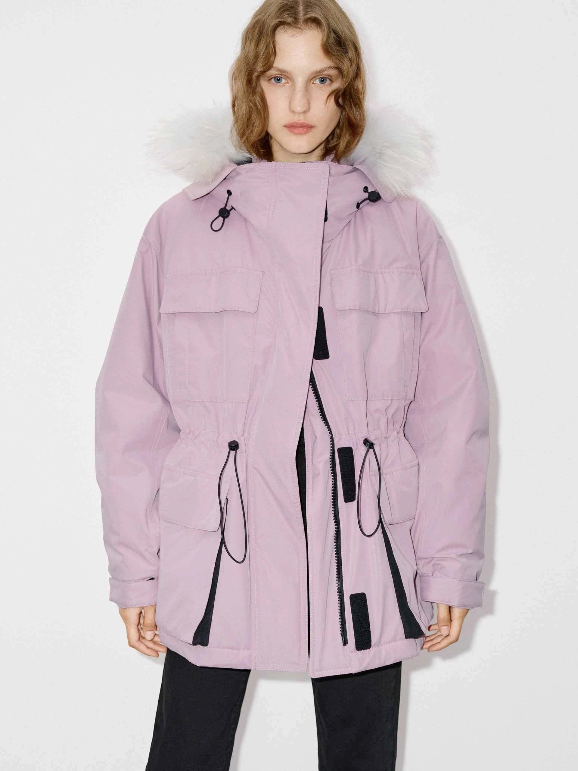 Heat Keep HeatReflectiveLining Drawstring Hooded Puffer Jacket
