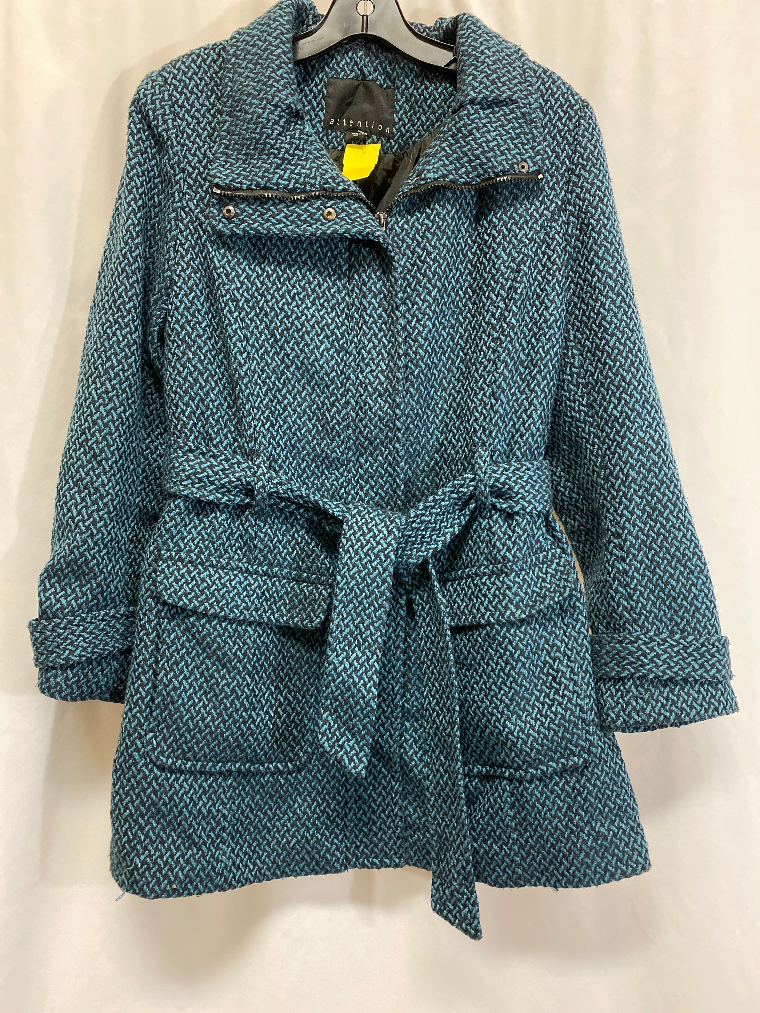 Coat Peacoat By Attention In Blue, Size: L Quilted Interior