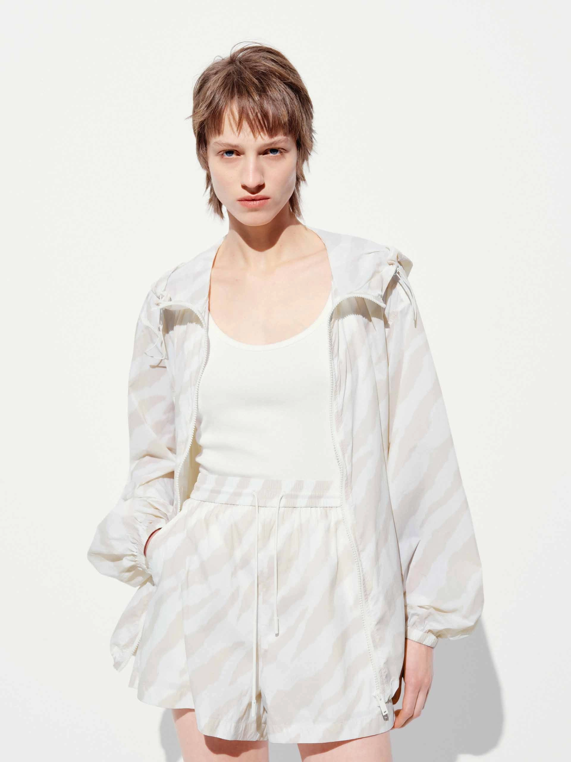 Quick drying material Zebra Pattern Hooded Coat