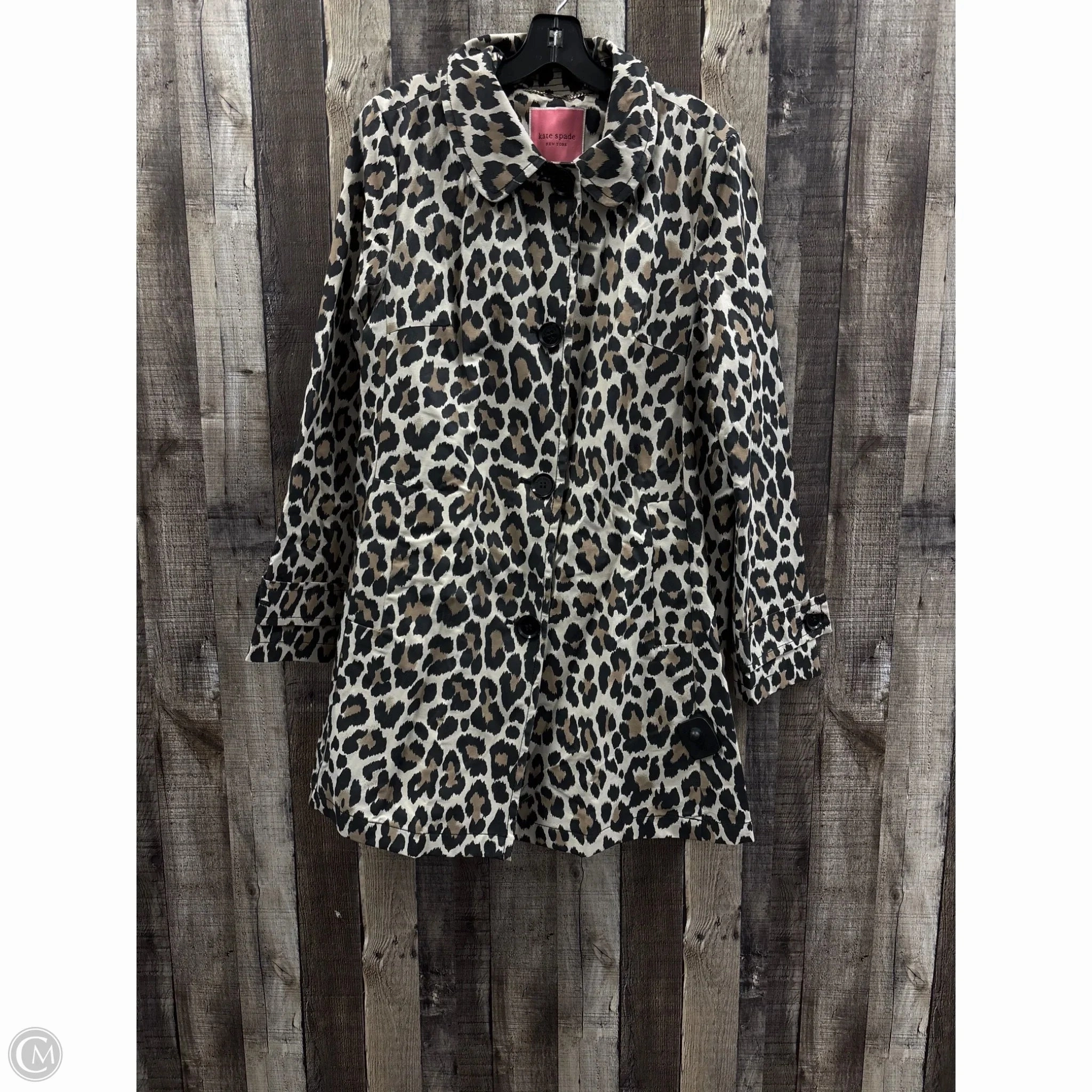 Stretch Material Coat Designer By Kate Spade In Animal Print, Size: M