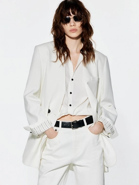 Structured Collarless Blazer Quick Wear Fit Strong Stitches