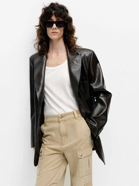 Structured Leather Blazer Warm Layers