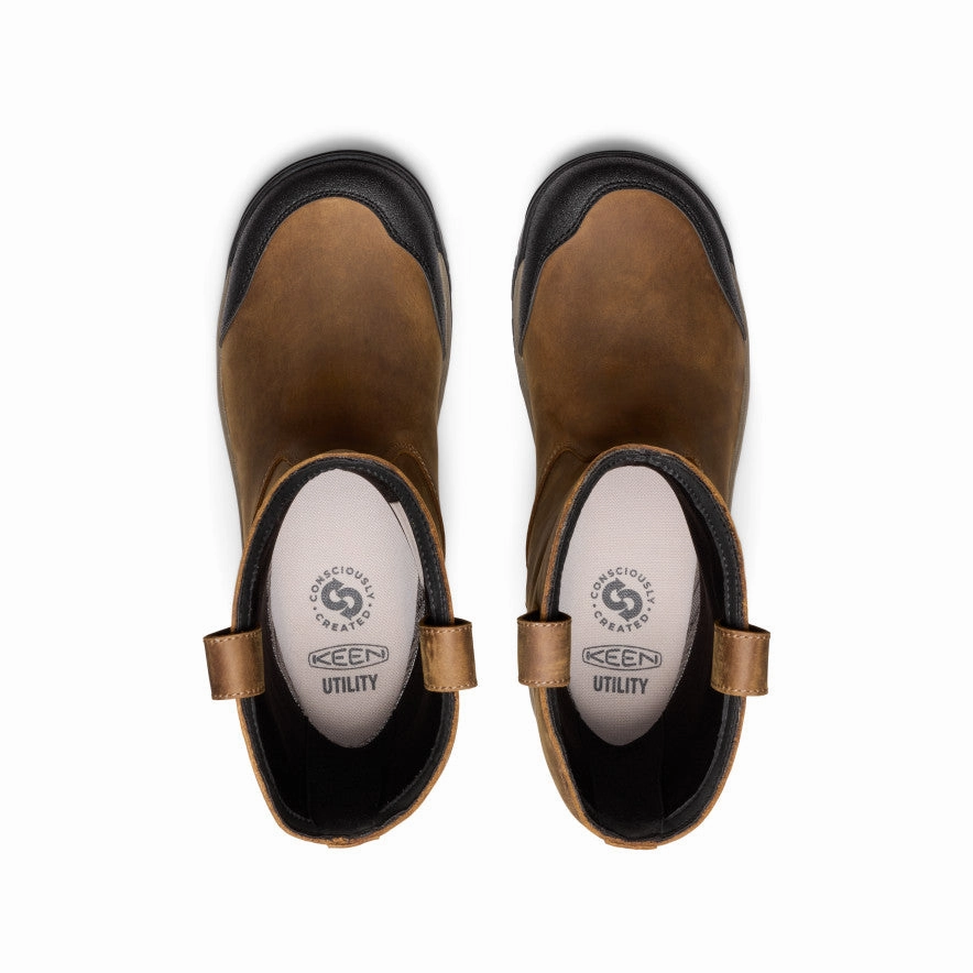 Men's Evanston Pull-On Waterproof Boot (Soft Toe)  |  Bison/Black Thermoregulating Insole Flexible Frame Rough Terrain
