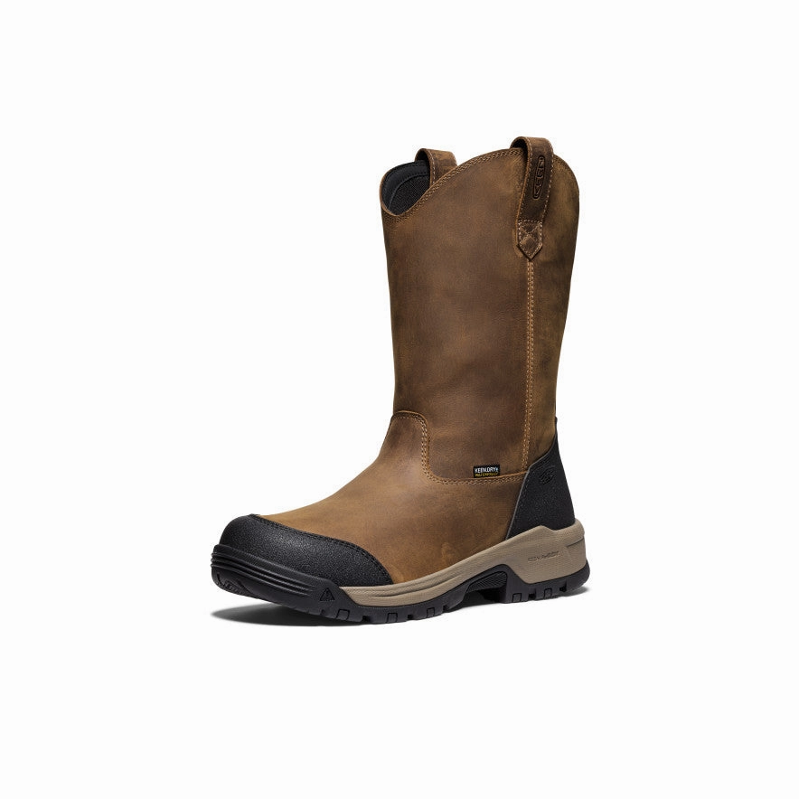 Slip Resistant City Walking Good elasticity Men's Evanston Pull-On Waterproof Boot (Soft Toe)  |  Bison/Black