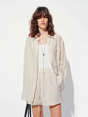 Oversized style Cotton Silk Striped Shirt
