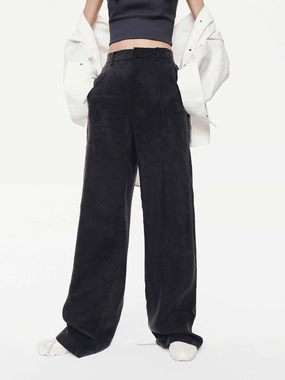 Suede Texture Straight Pants Everyday Essential