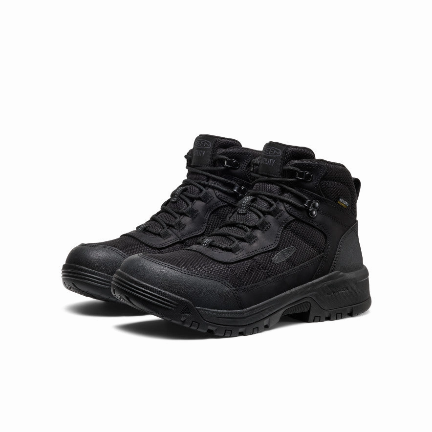 Durable Shell Work Commute Men's Skokie Waterproof Work Boot (Soft Toe)  |  Black/Black