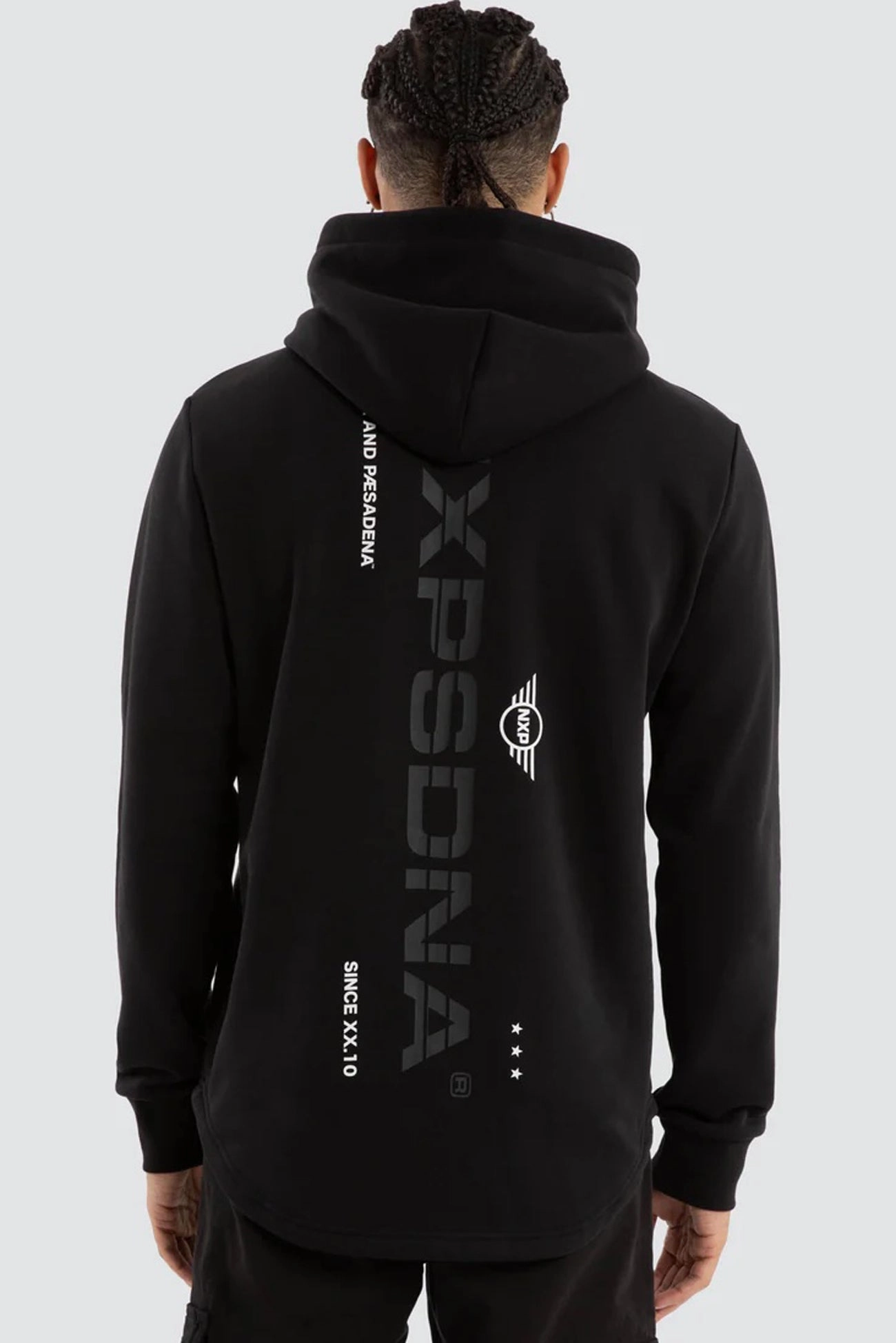 Black Line Dual Curved Hoodie Jet Black Buttery Soft Handfeel Stain Proof