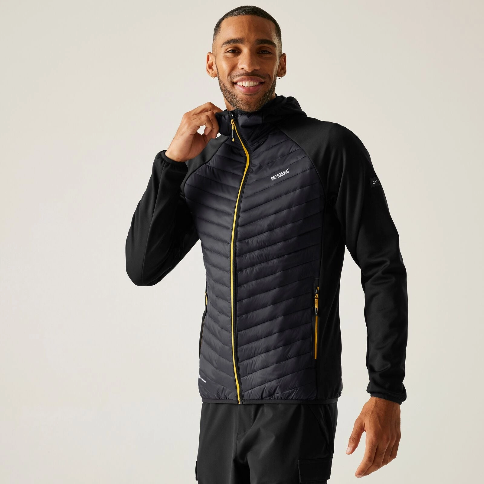 Regatta Mens Andreson Hybrid Hooded Padded Jacket Magnetic Closures Tech Use