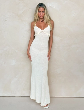 Noble Glow Resort-Wear LAVELLE MAXI DRESS - WHITE : CREAM : CREAM