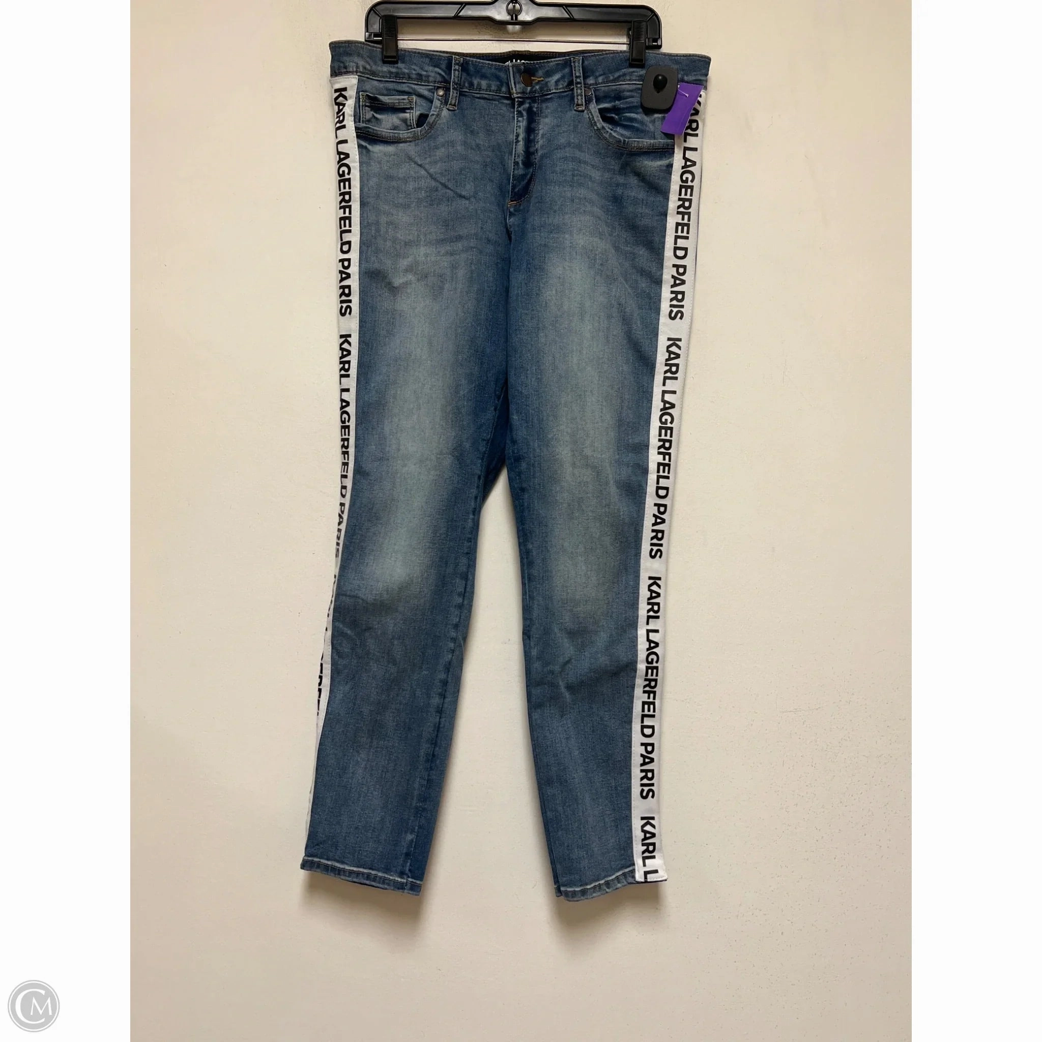 Autumn Days Unisex Wear Teen Outfit Athlete Fit High Quality Jeans Designer By Karl Lagerfeld In Blue Denim, Size: 14