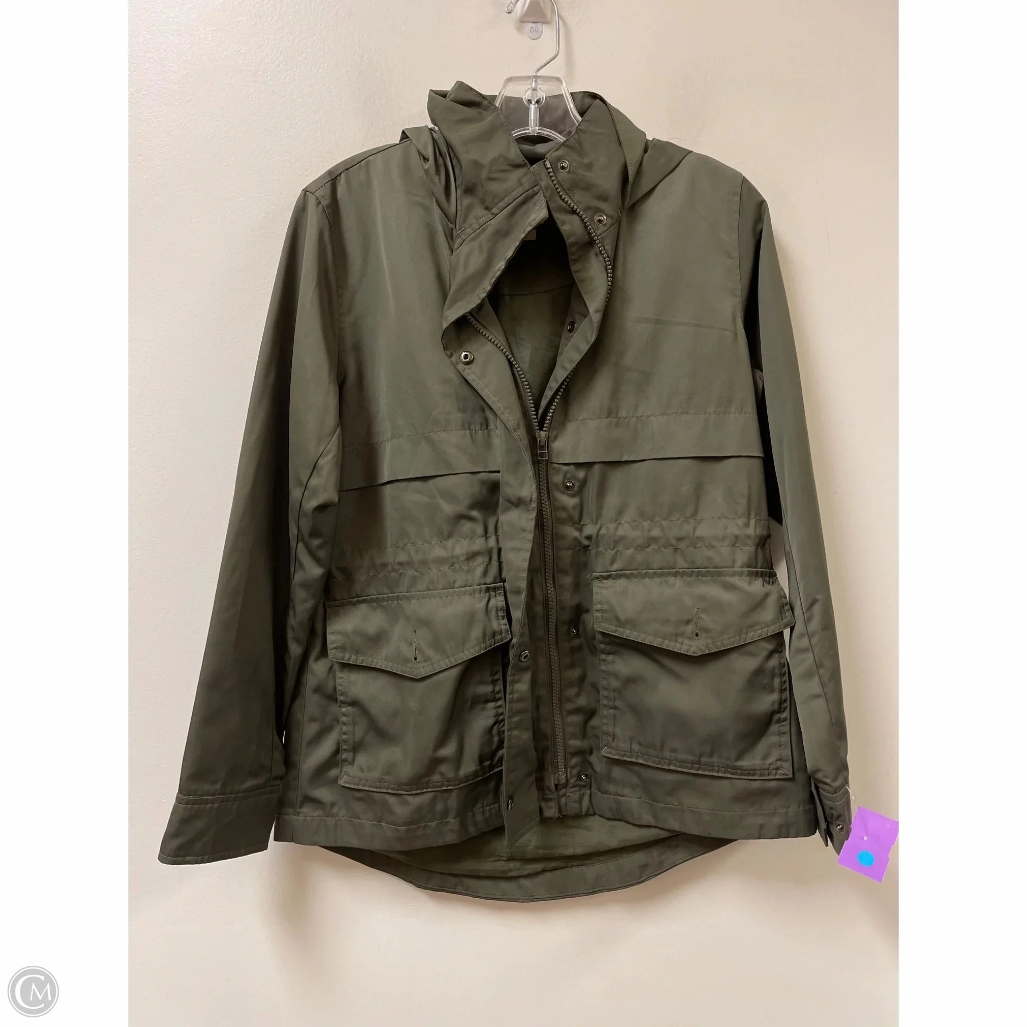 Embellished Trim Coat Raincoat By Universal Thread In Green, Size: Xs