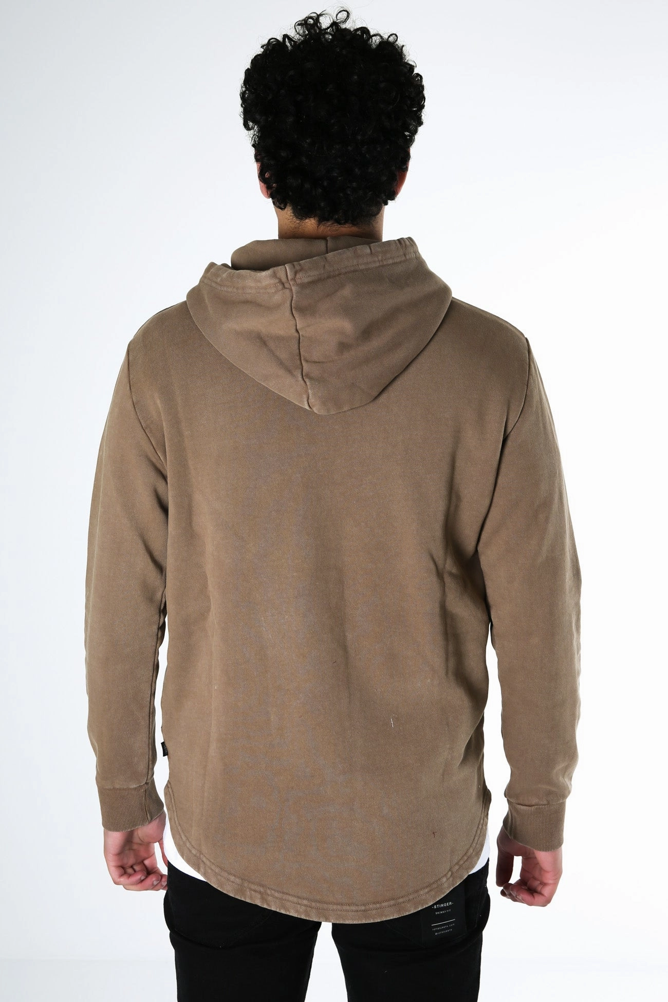 Universal Fit Framework Curved Hem Hoody Brown