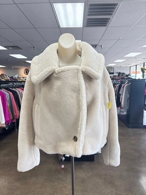 Warmth Retention Soft Shell Coat Faux Fur & Sherpa By Banana Republic In Cream, Size:Mp