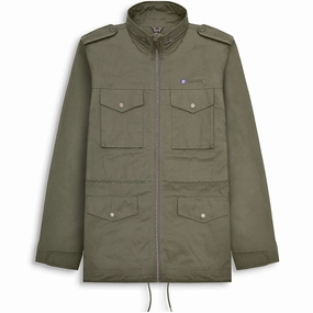 Lambretta Mens M-65 Military Jacket - Khaki Elasticized Waist